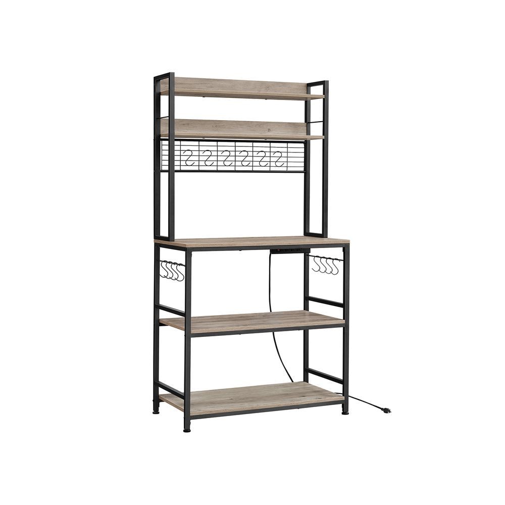 Home 5-Shelf Grey Baker's Rack with 4 AC Outlets N2G0 - product image 1