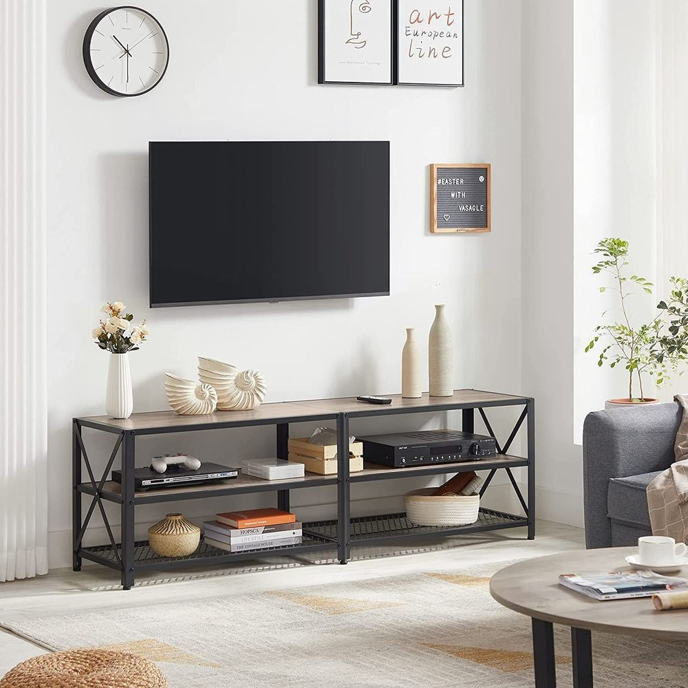Home 70-in 3-Tier Industrial Greige/Black TV Stand B7P1 - product image 4