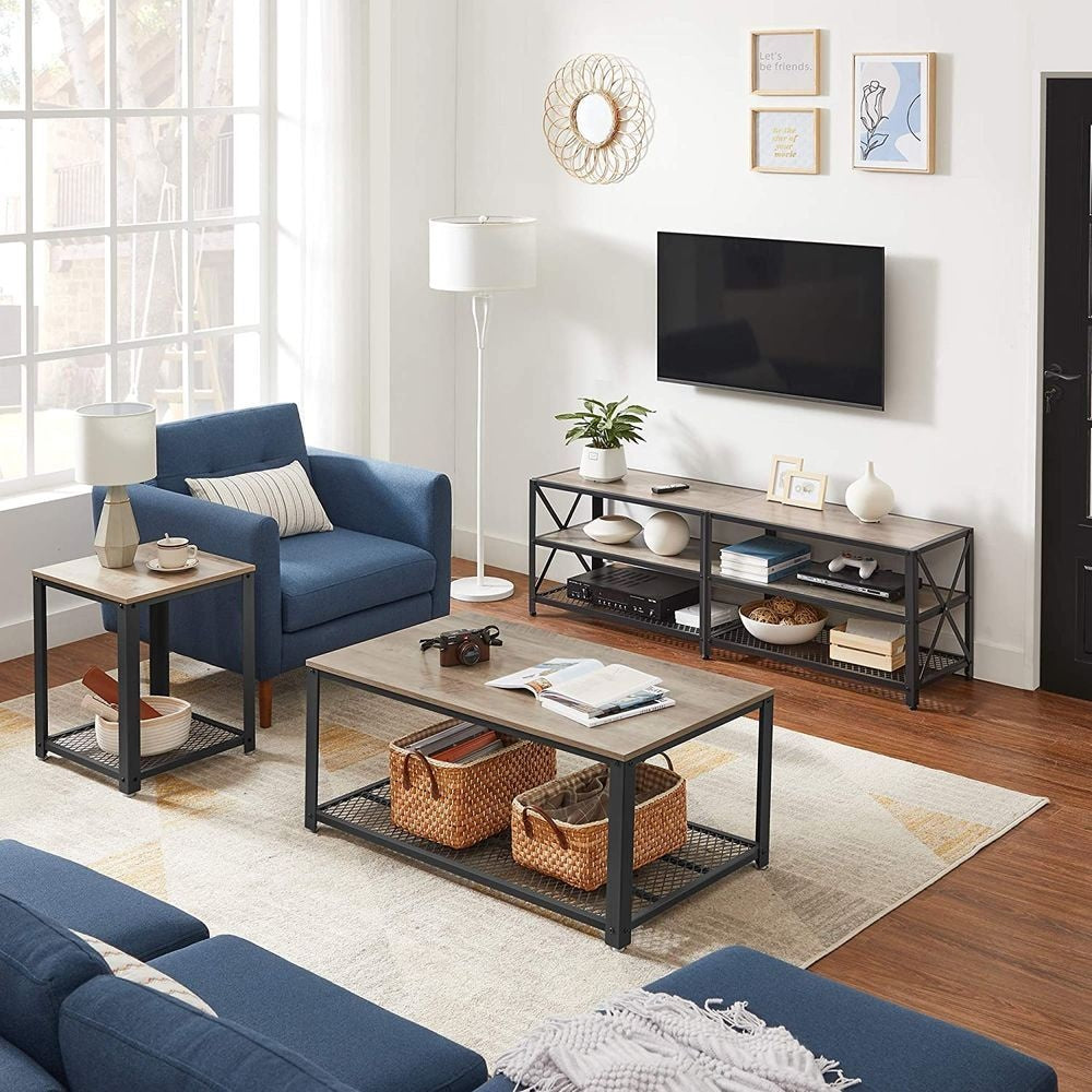 Home 70-in 3-Tier Industrial Greige/Black TV Stand A1R9 - product image 5