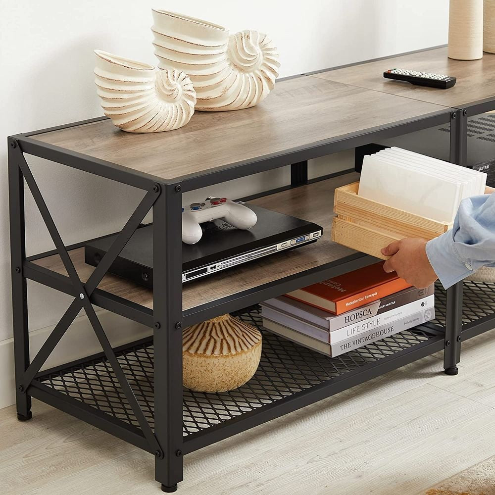 Home 70-in 3-Tier Industrial Greige/Black TV Stand A1R9 - product image 7