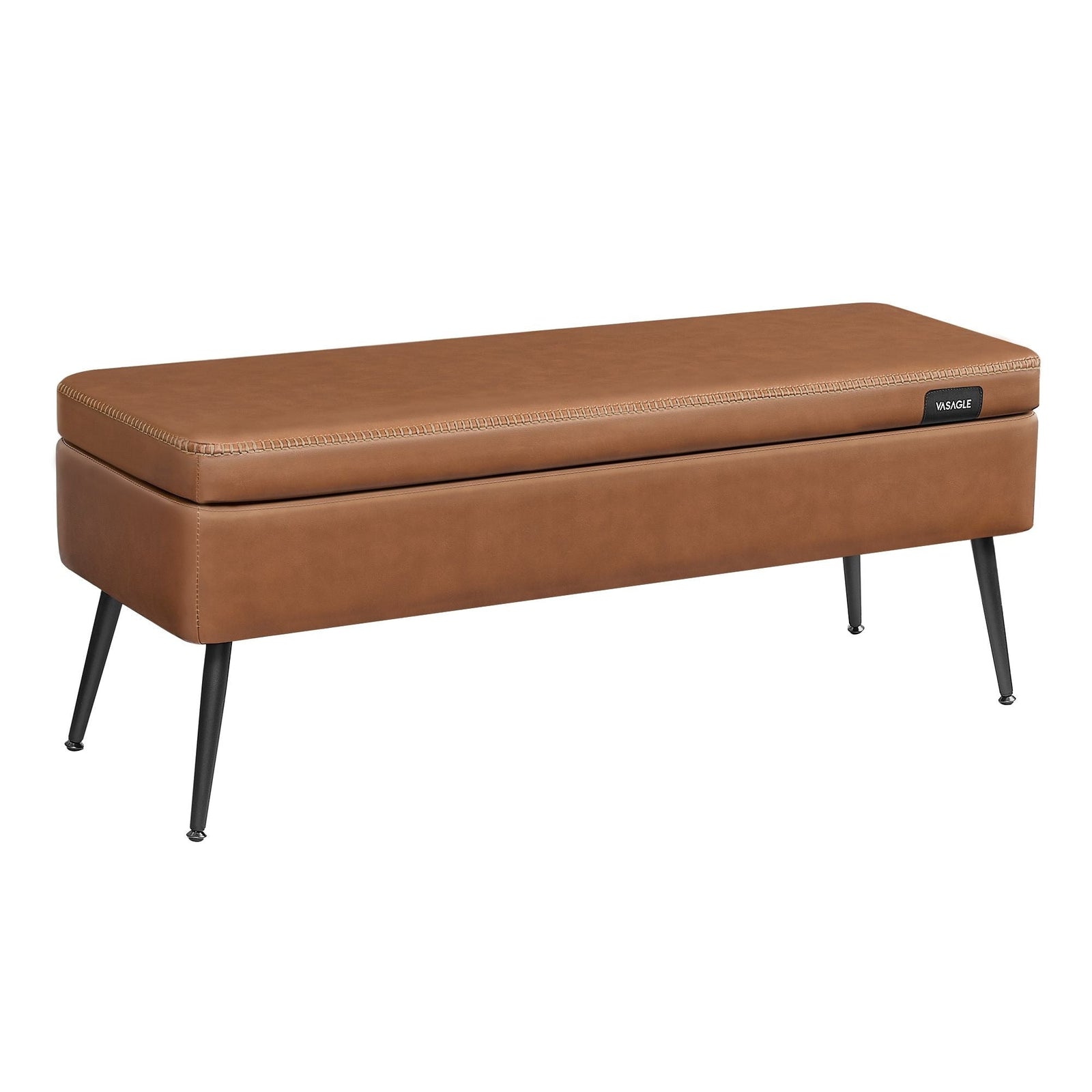 Home Caramel Brown Storage Bench with Steel Legs C8Y6 - product image 1