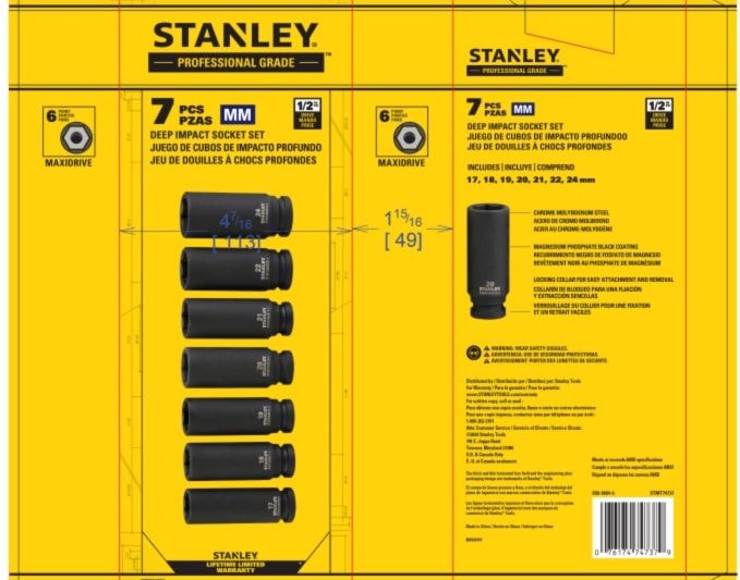Pro 1/2-in Deep Impact Socket Set, Metric, 7-pc J9Y8 - product image 3