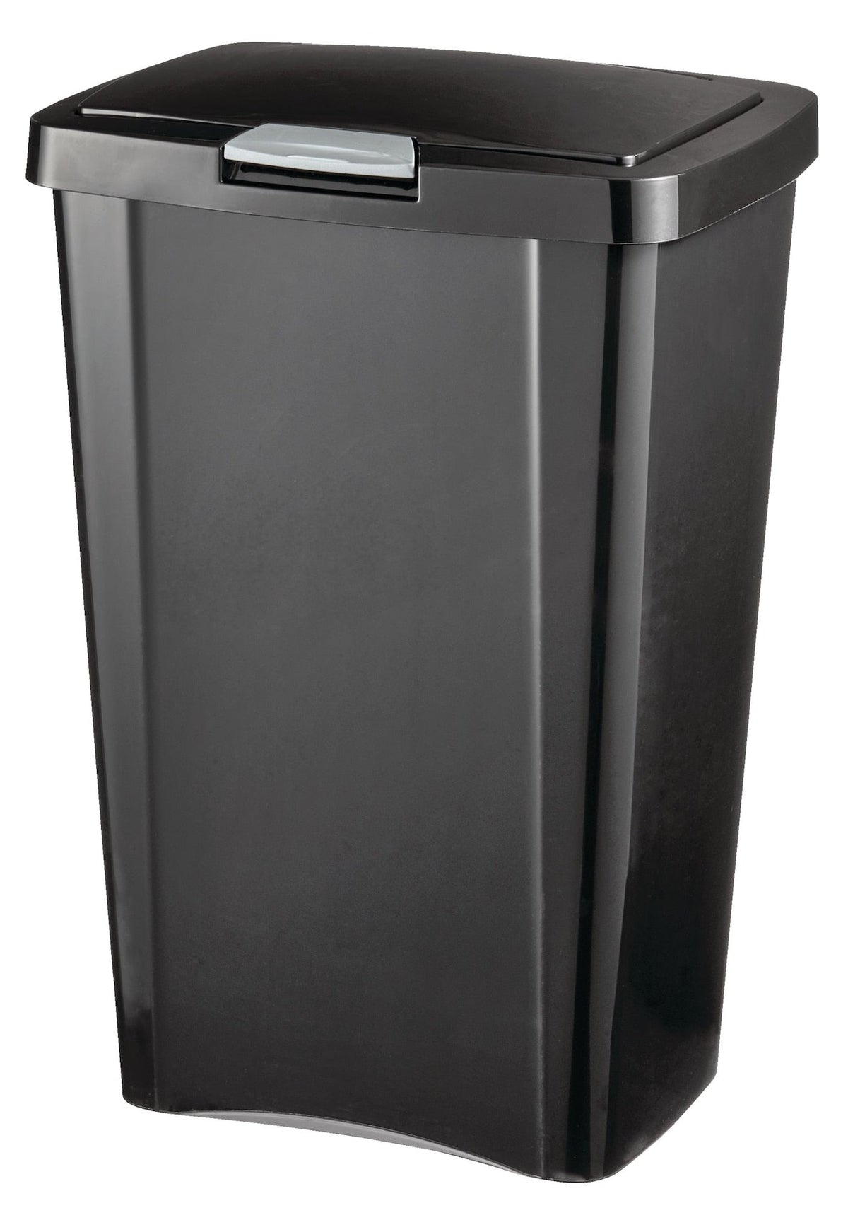 Plastic Rectangular Springloaded Touch Top Garbage Can, Black, 49-L N4I6 - product image 1