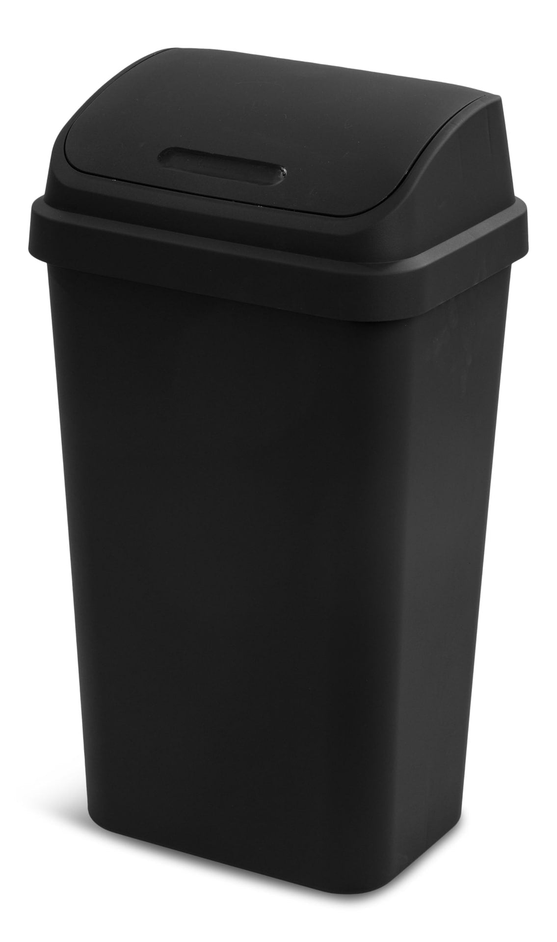 Plastic Rectangular Swing Lid Garbage Can, Black, 49-L X6M8 - product image 1