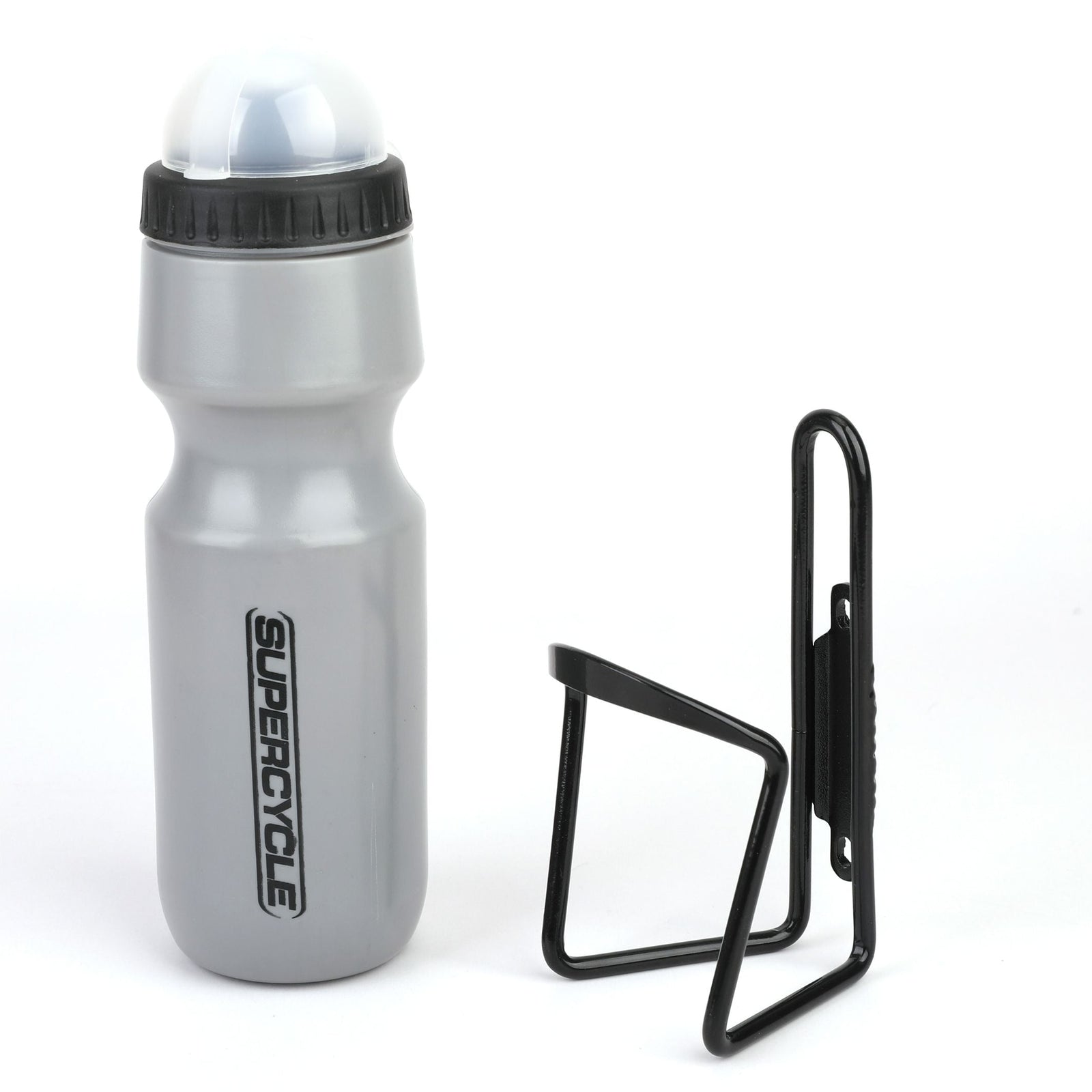 Wide Mouth Self-Sealing Bike Water Bottle withCage/Holder, BPA Free, Silver, 21-oz O5C2 - product image 1