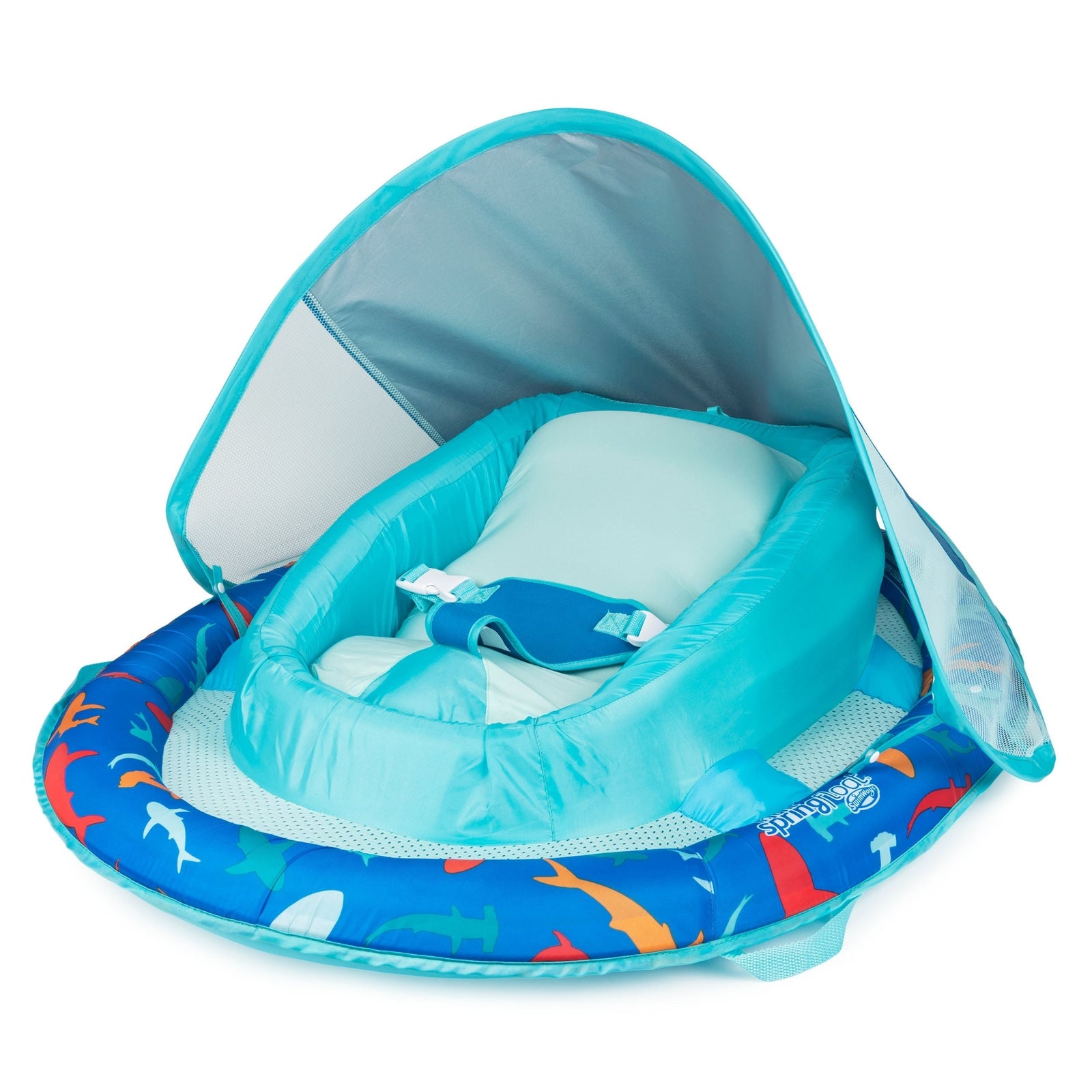 Floating UV-Protected Infant Spring Float with Handles & Sunshade, Shark Design, Ages 3-9 months B7Y4 - product image 1