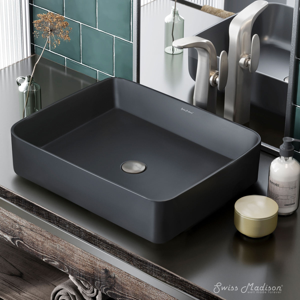 Concorde Rectangle Ceramic Vessel Sink, Matte Black L2Z1 - product image 4