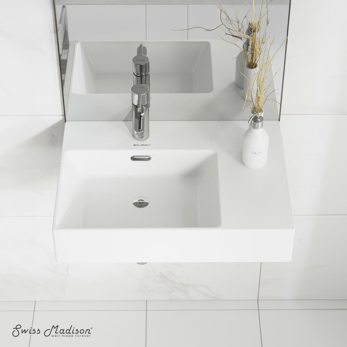 St. Tropez Ceramic Wall Hung Sink with Left Side Faucet Mount, 24-in x 18-in E1K4 - product image 5