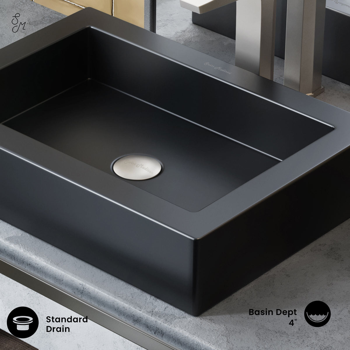 Voltaire Ceramic Rectangle Vessel Sink, Matte Black Q3T0 - product image 3