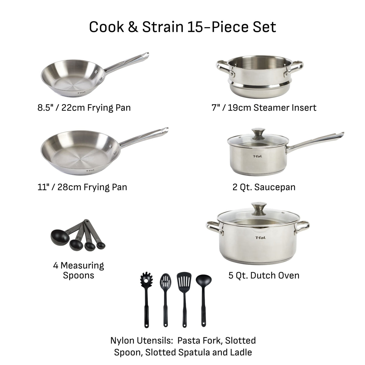 Cook and Strain Stainless Steel Cookware Set, 15-pc K4H9 - product image 7