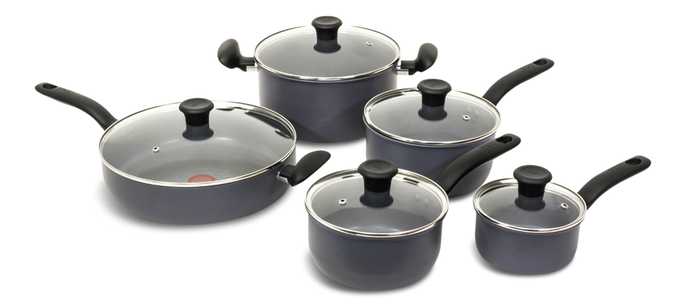 Hard Titanium Cookware Set, Non-stick, Dishwasher & Oven Safe, Grey, 10-pc Y5P6 - product image 1