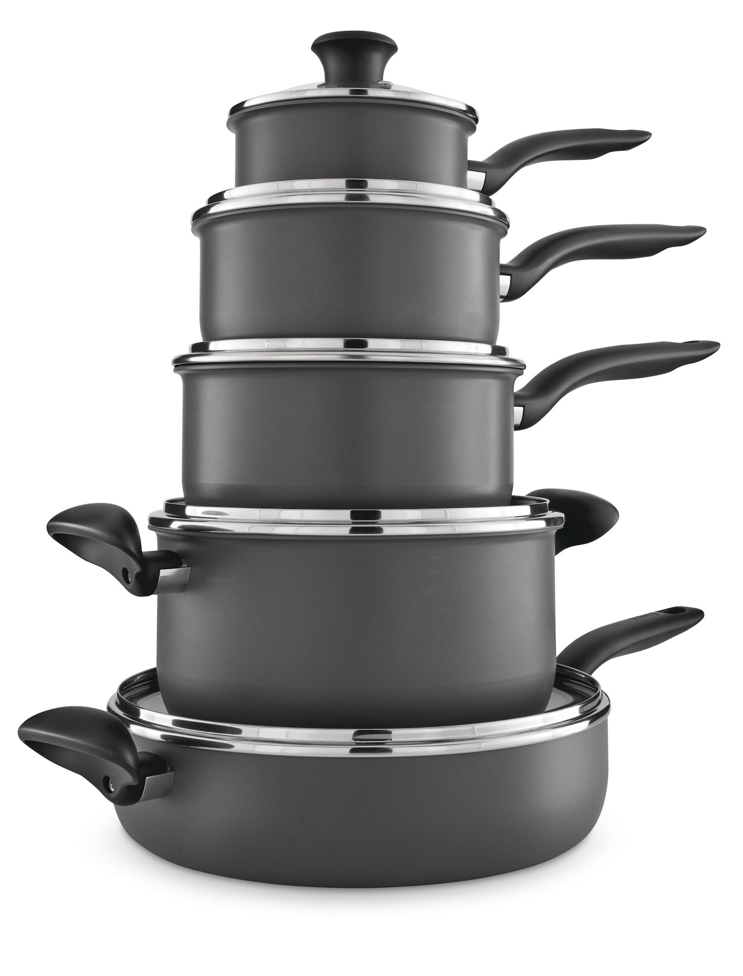 Hard Titanium Cookware Set, Non-stick, Dishwasher & Oven Safe, Grey, 10-pc Y5P6 - product image 2