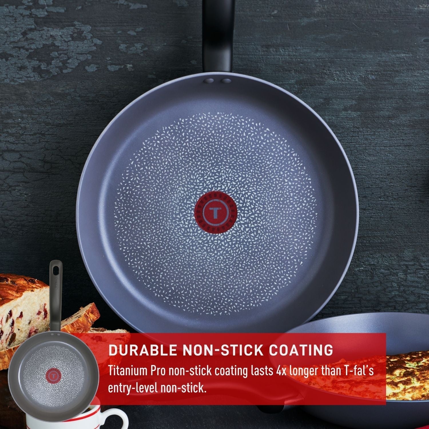 Hard Titanium Cookware Set, Non-stick, Dishwasher & Oven Safe, Grey, 10-pc Y5P6 - product image 7