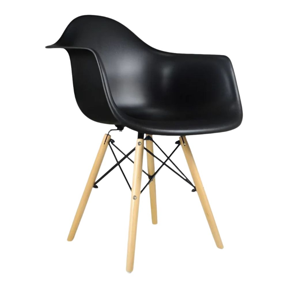 Me Home Black Plastic Bucket Armchair with Wood Legs L4S7 - product image 1