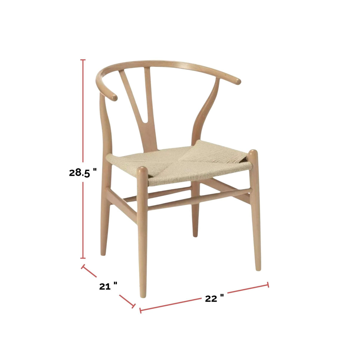 Me Home Wishbone Wood Dining Chair with Woven Seat, Natural N7Z4 - product image 3