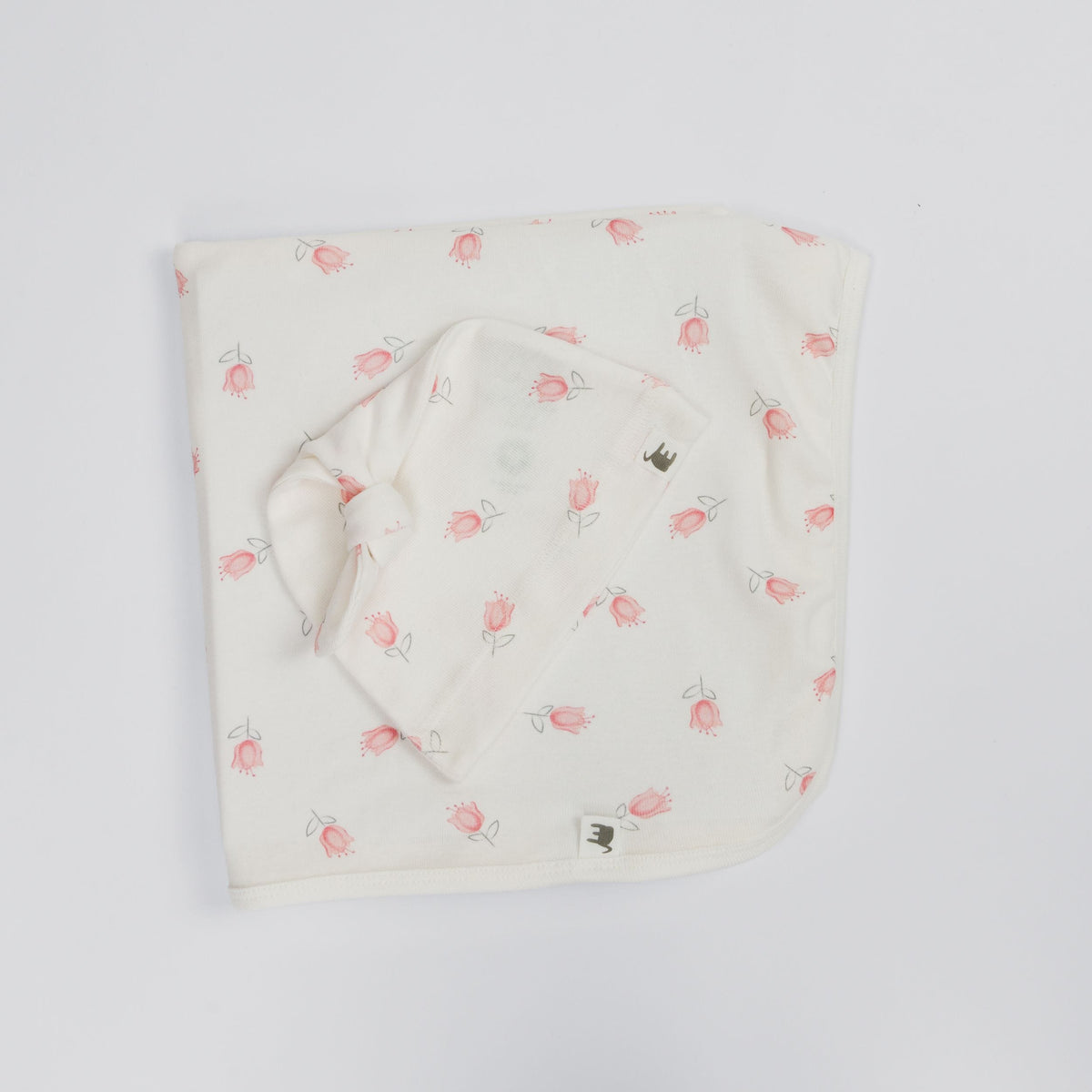 The Elk Baby Tulip Print Premium Organic Cotton Blanket and Beanie Set V4Q9 - product image 1