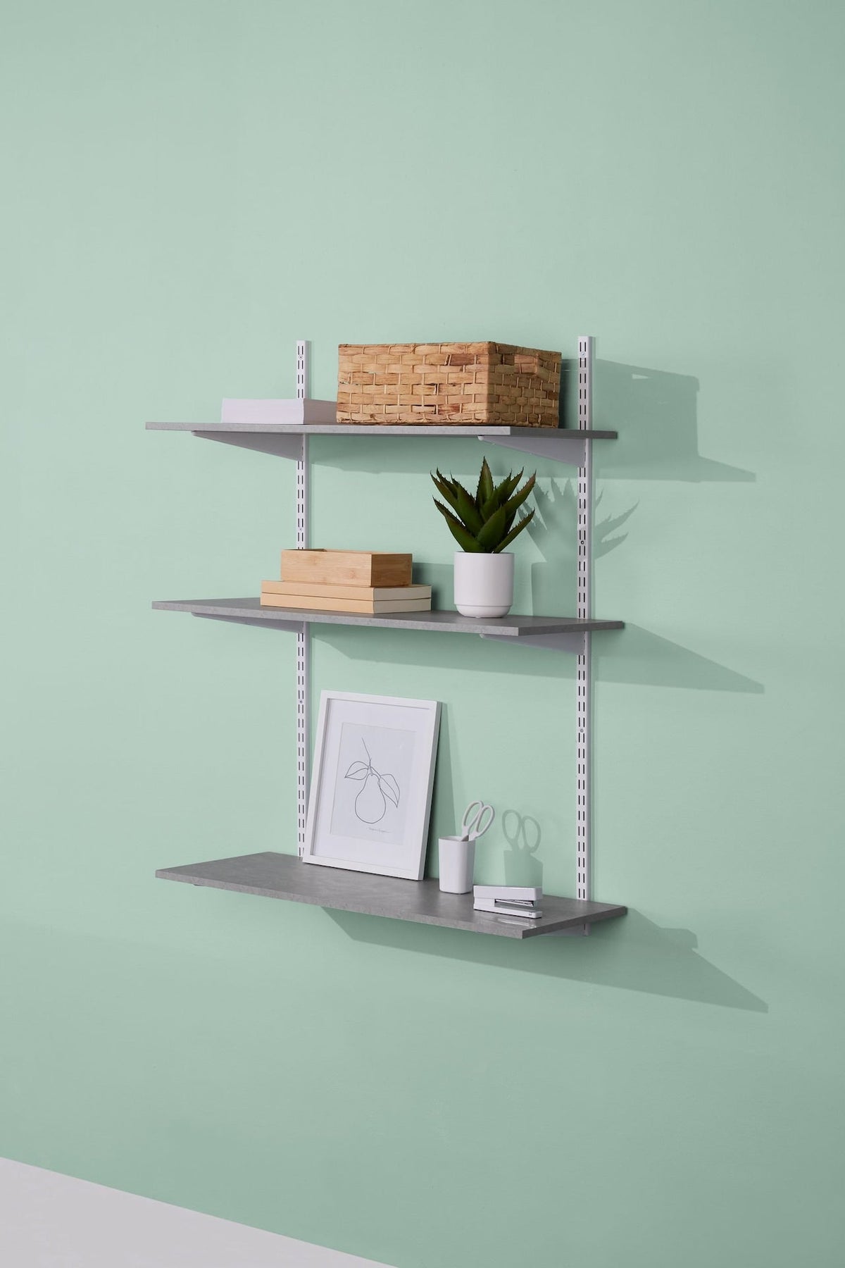 type A Floating Wall Shelf Board, Grey Concrete, 16 x 35-in E4U2 - product image 1