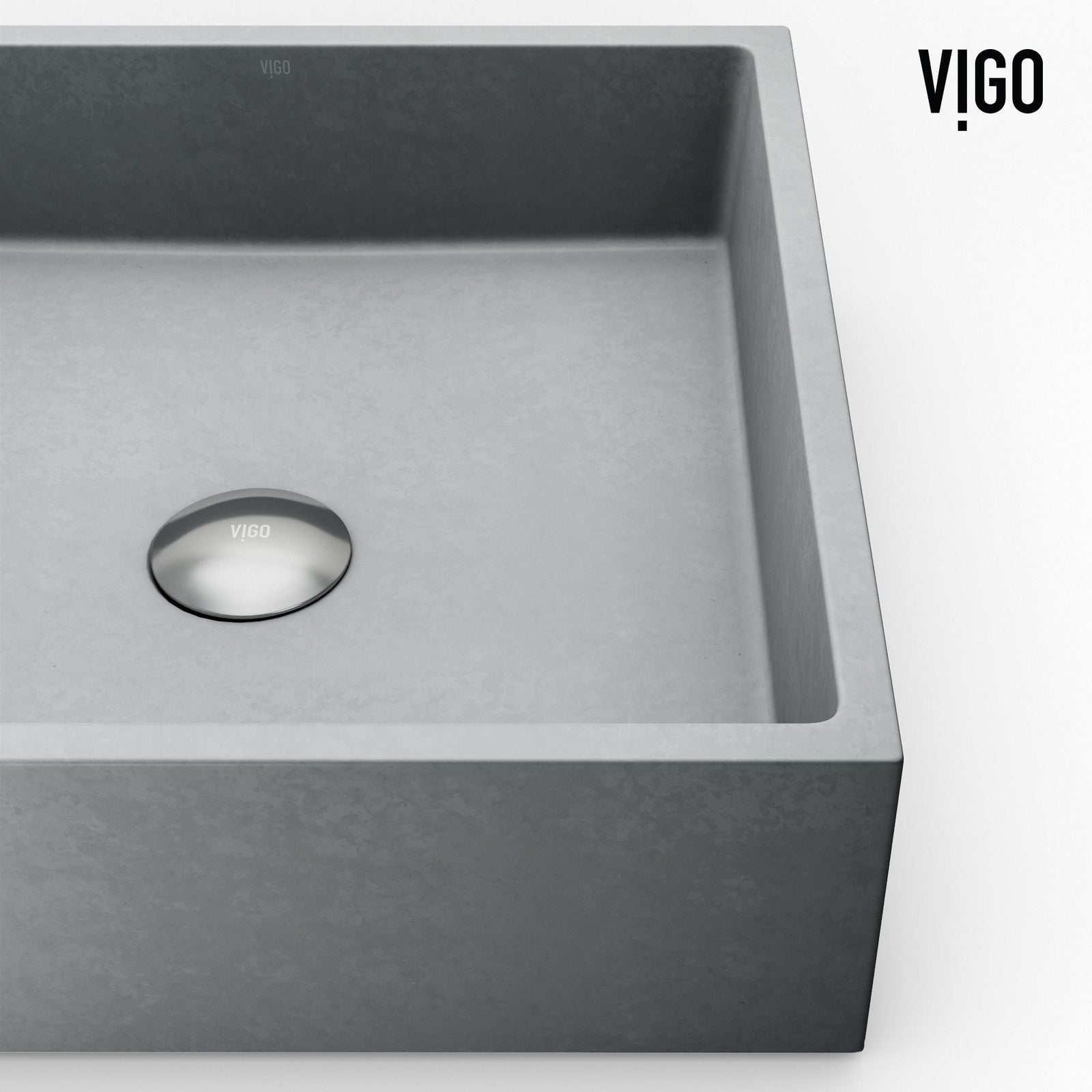 Coca Gothic ConcretoStone Grey Bathroom Sink/Basin Set with Cass Faucet and Rectangular Vessel W4V4 - product image 5