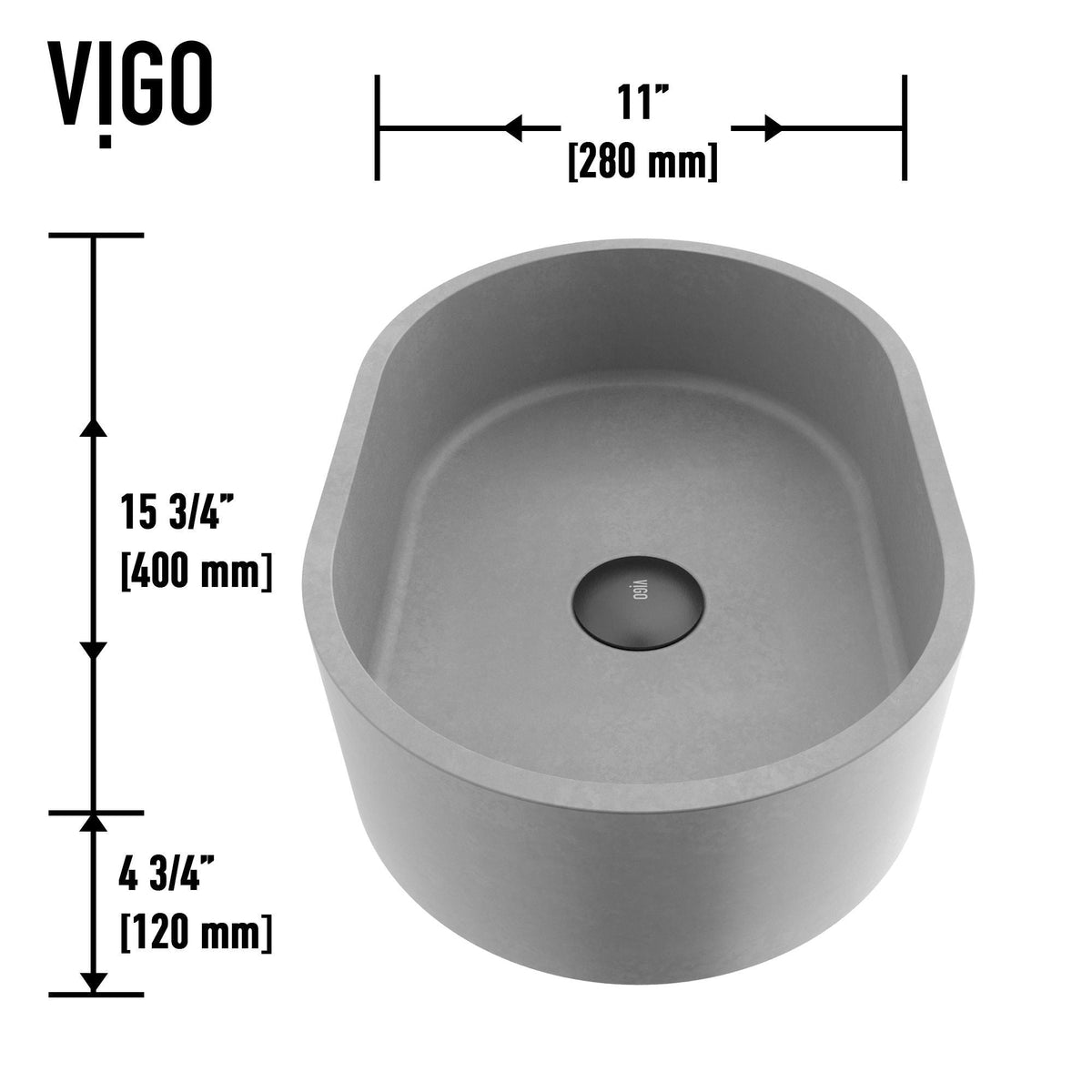Giralda Gothic ConcretoStone 16x11-in Deep Grey Bathroom Sink/Basin with Rectangular Vessel G2P0 - product image 4