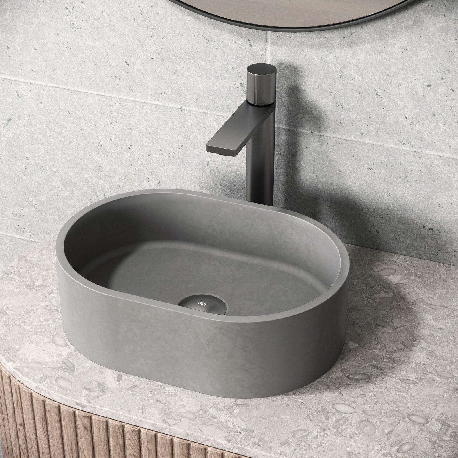 Giralda Gothic ConcretoStone 16x11-in Deep Grey Bathroom Sink/Basin with Rectangular Vessel G2P0 - product image 7