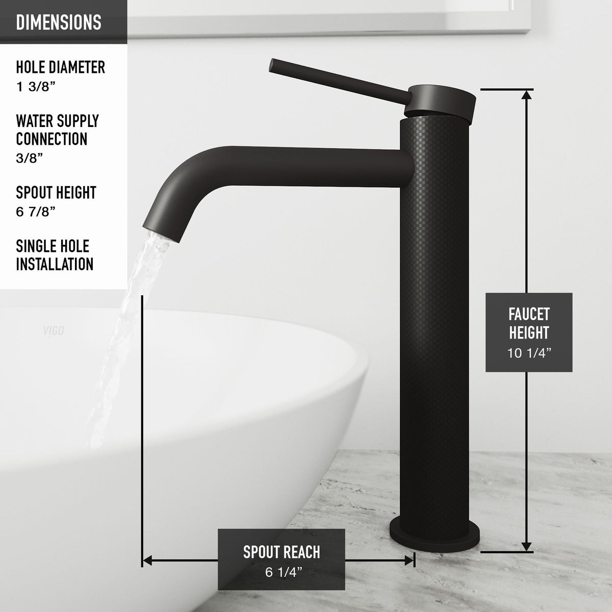 Glass Grey Onyx Bathroom Sink/Basin Set with Matte Black Lexington Faucet and Rectangular Vessel U5B2 - product image 4