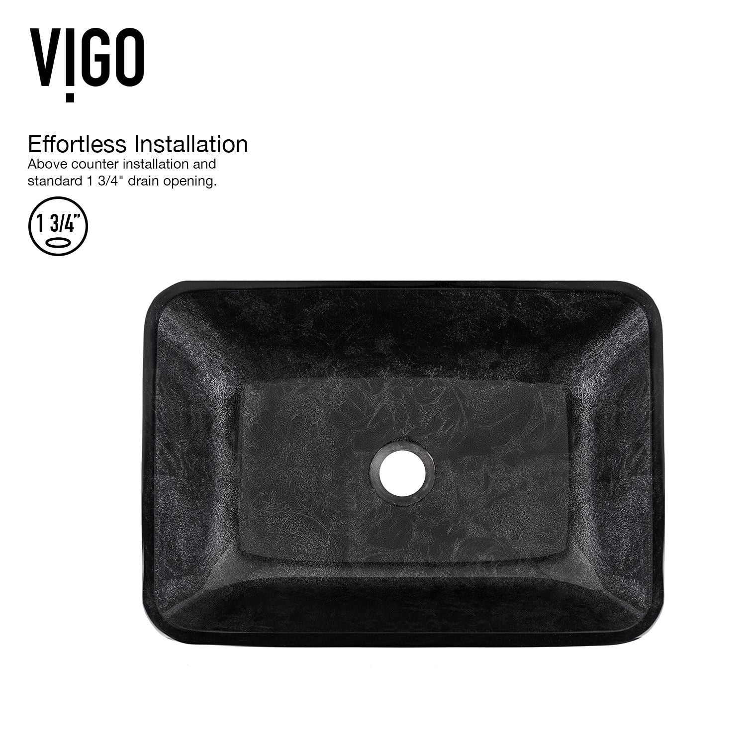 Glass Grey Onyx Bathroom Sink/Basin Set with Matte Black Lexington Faucet and Rectangular Vessel U5B2 - product image 7