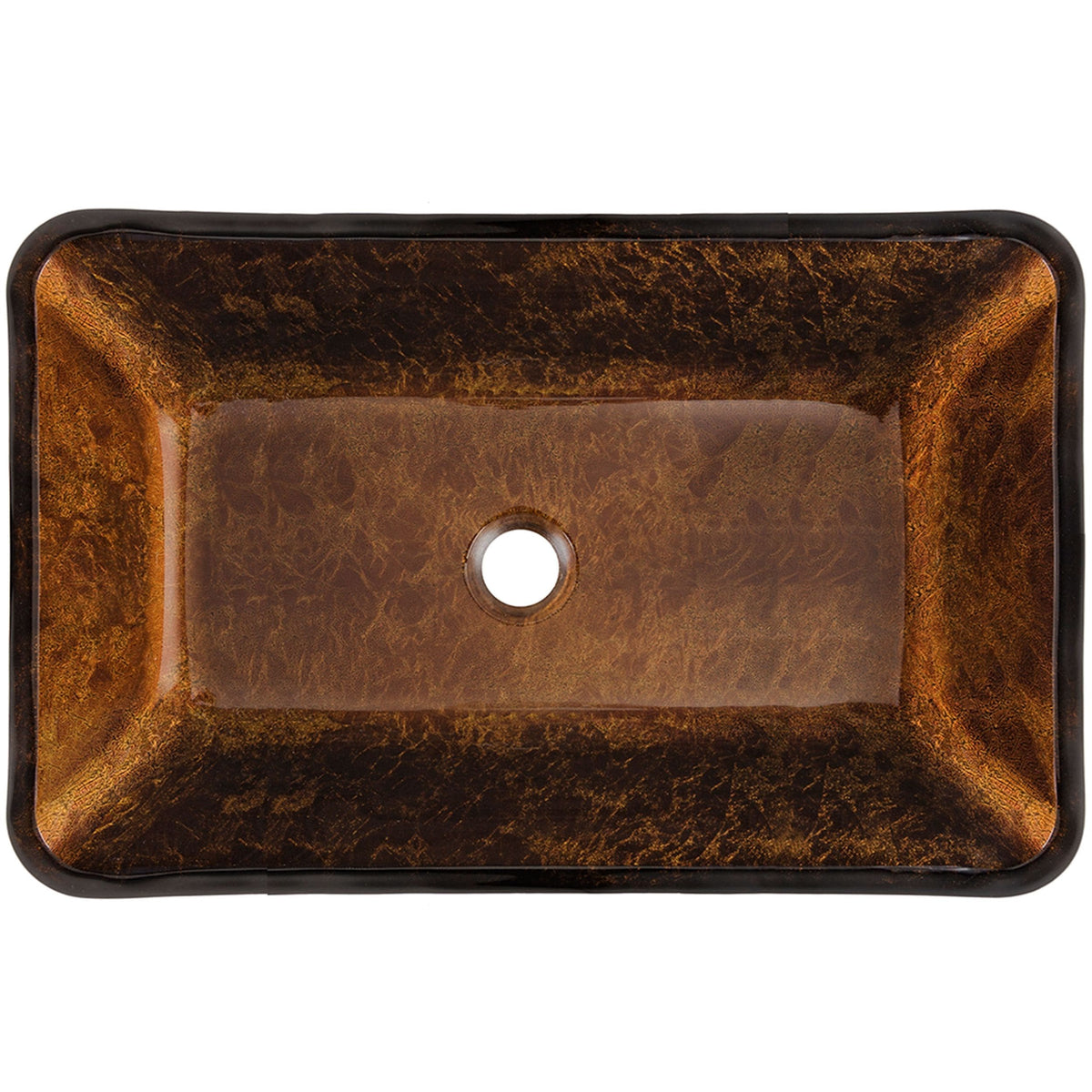 Glass Rectangular Vessel Bathroom Sink/Basin with Rounded Edges & Deep Bowl, Russet Z0O6 - product image 2