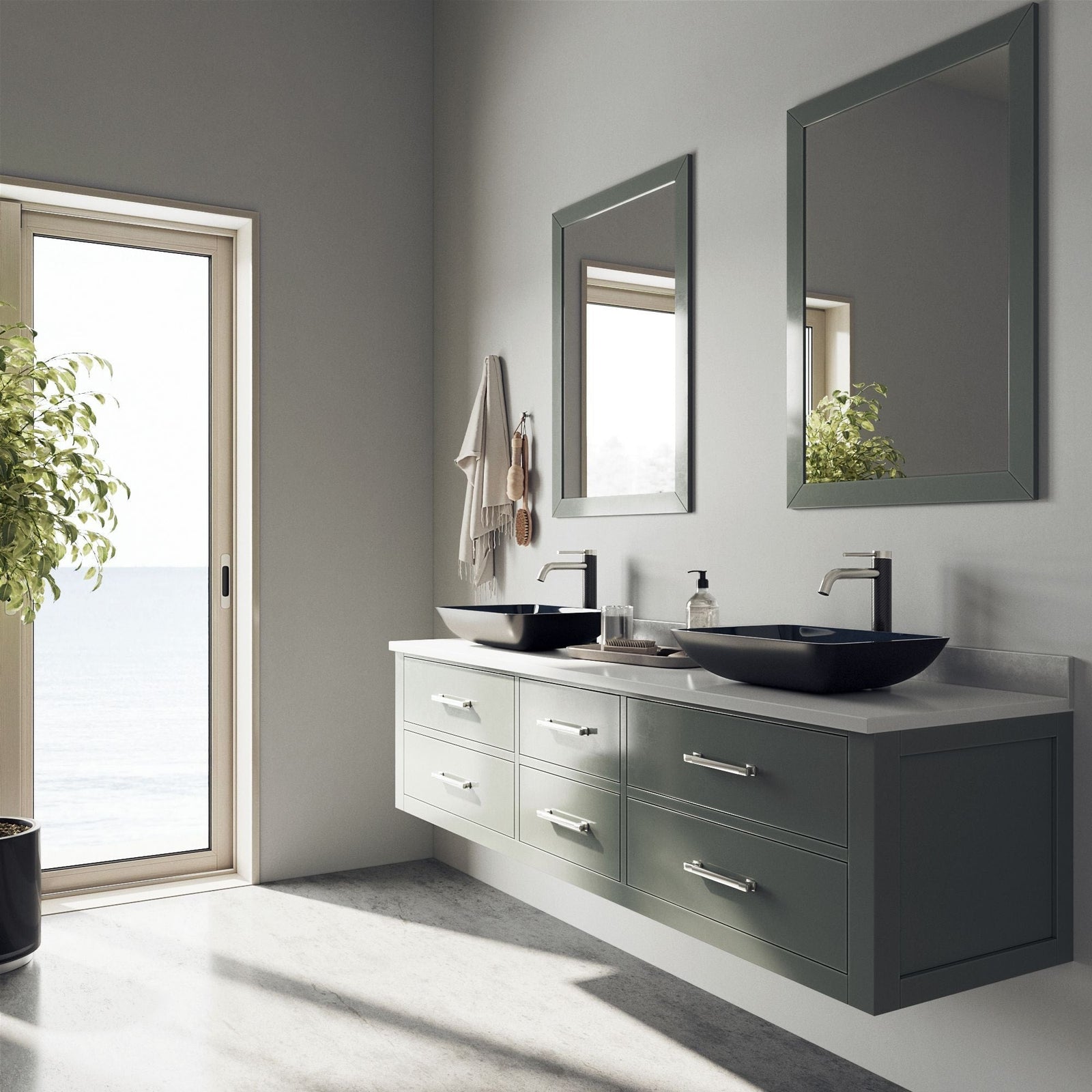 Glass Turquoise Water Bathroom Sink/Basin Set with Lexington Faucet and Rectangular Vessel P7M3 - product image 7