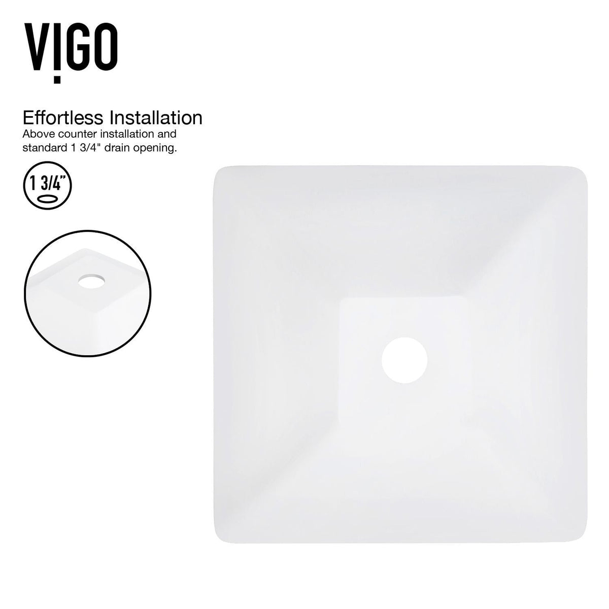 Hibiscus MatteStone White Bathroom Sink/Basin Set with Linus Faucet and Square Composite Vessel V5K4 - product image 4