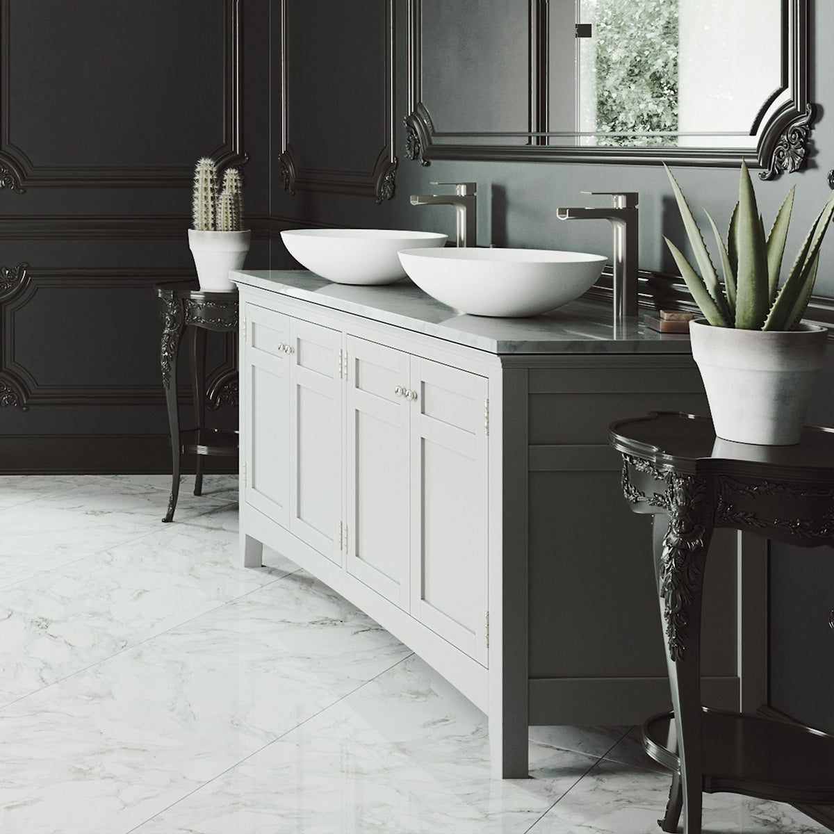 Lotus MatteStone Round White Composite Bathroom Sink/Basin Set with Amada Faucet and Pop-Up Drain F7L1 - product image 8