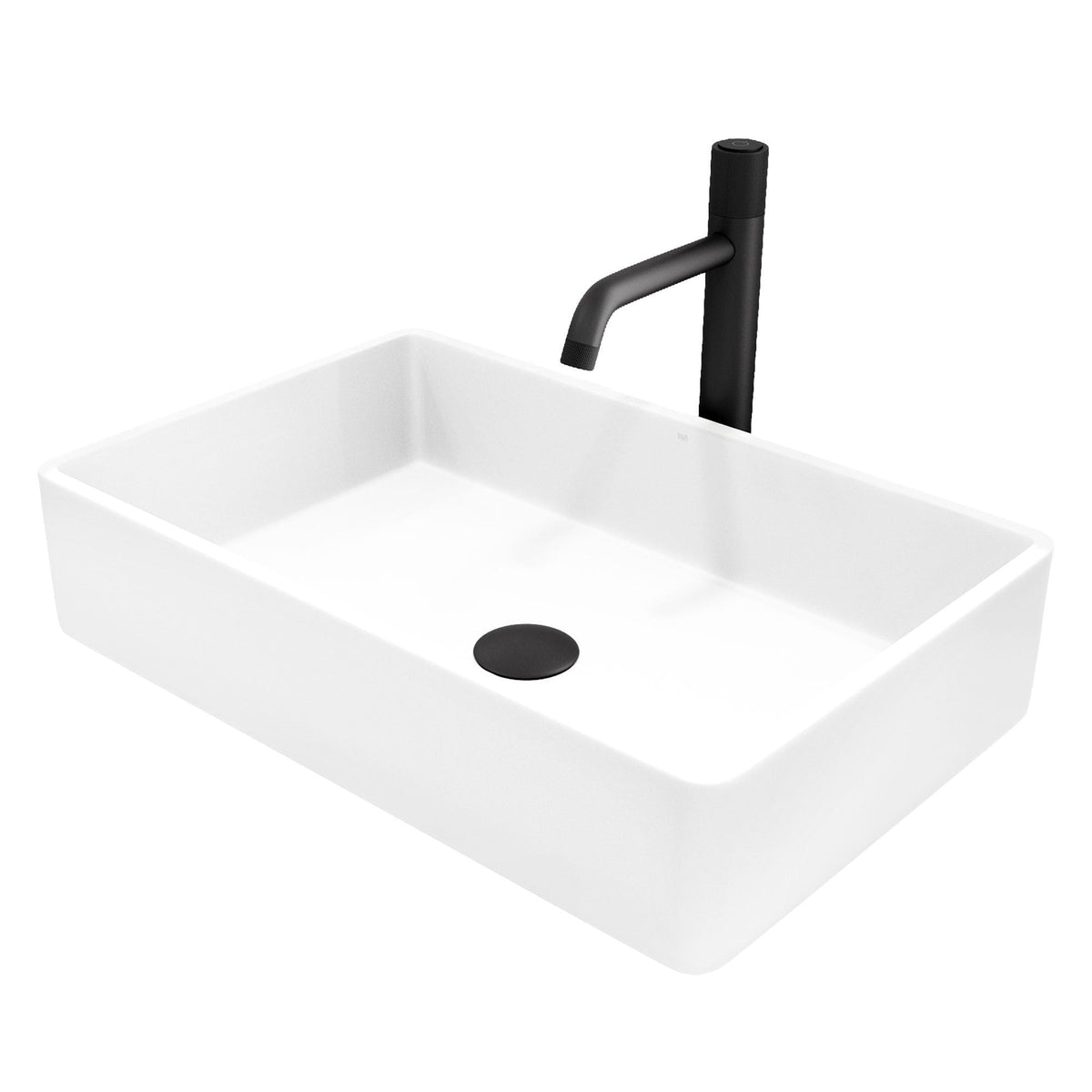 Magnolia MatteStone White Bathroom Sink/Basin Set with Apollo Faucet and Rectangular Composite Vessel X2P1 - product image 1