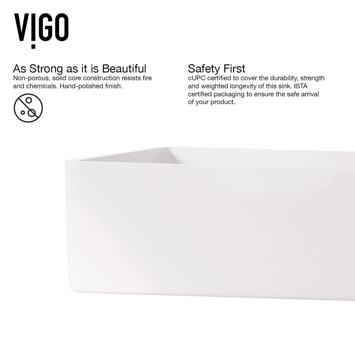 Magnolia MatteStone White Bathroom Sink/Basin Set with Apollo Faucet and Rectangular Composite Vessel X2P1 - product image 4