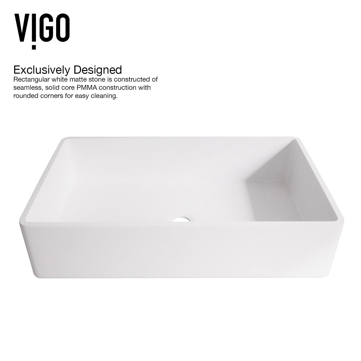 Magnolia MatteStone White Bathroom Sink/Basin Set with Apollo Faucet and Rectangular Composite Vessel X2P1 - product image 7
