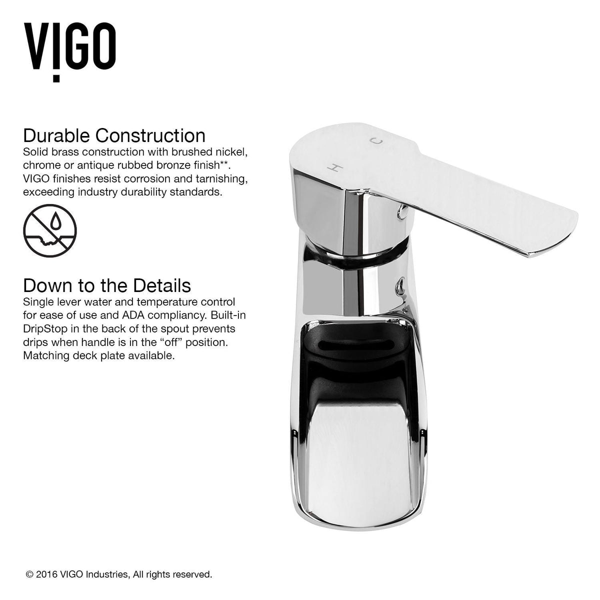 Marigold MatteStone Matte White Bathroom Sink/Basin Set with Niko Faucet and Rectangular Composite Vessel L0H6 - product image 4