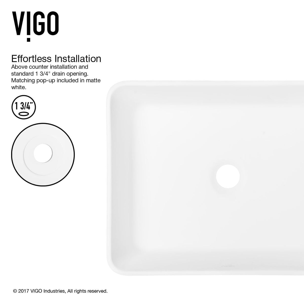 Marigold MatteStone Matte White Bathroom Sink/Basin Set with Niko Faucet and Rectangular Composite Vessel L0H6 - product image 5
