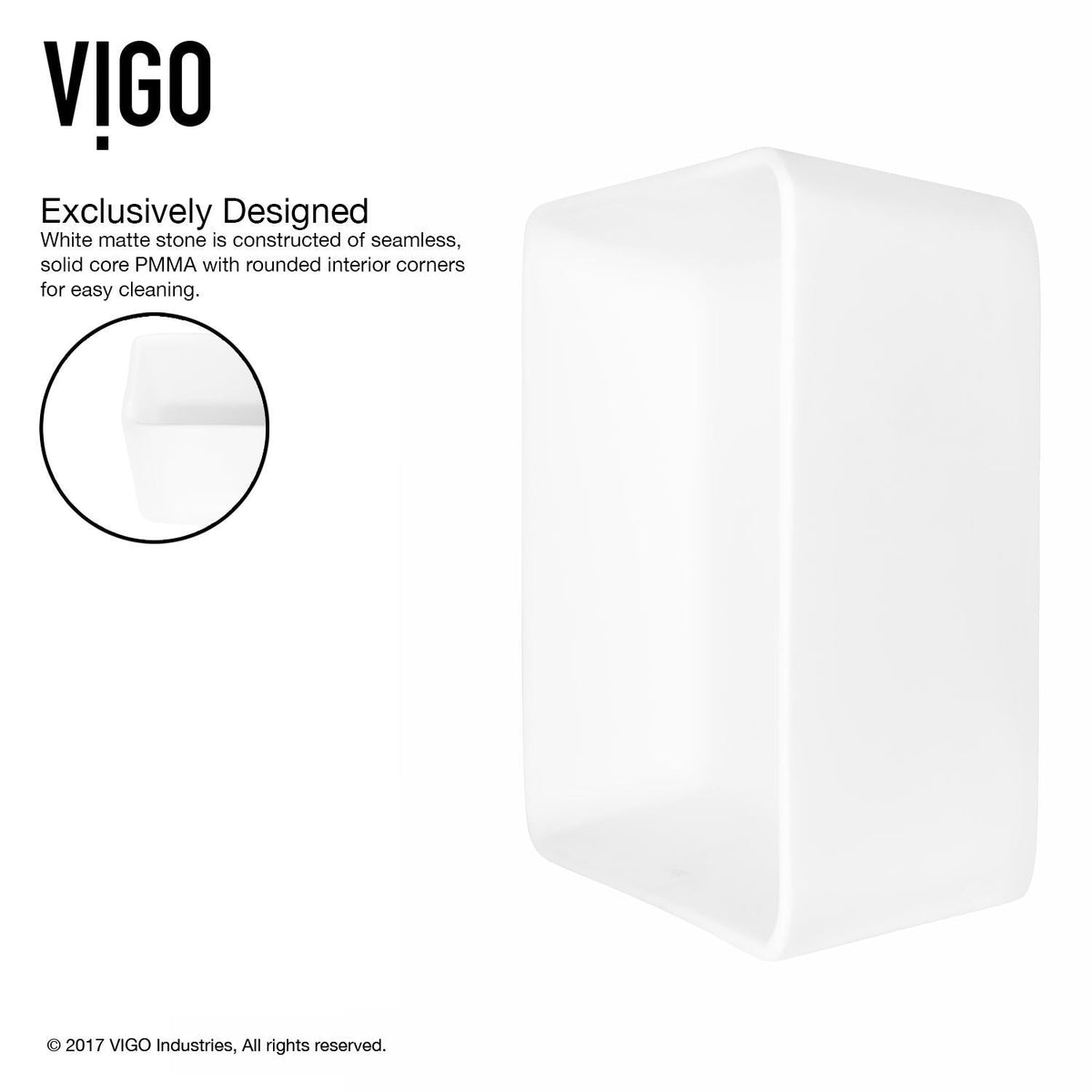 Marigold MatteStone Matte White Bathroom Sink/Basin Set with Niko Faucet and Rectangular Composite Vessel L0H6 - product image 6