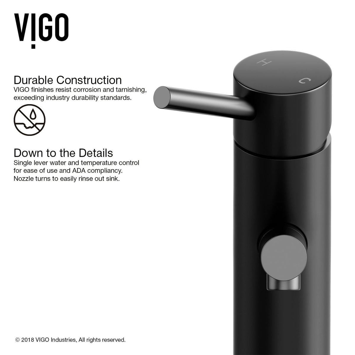 Noma Single Handle Single Hole Bathroom Sink Faucet, Matte Black I2U8 - product image 6