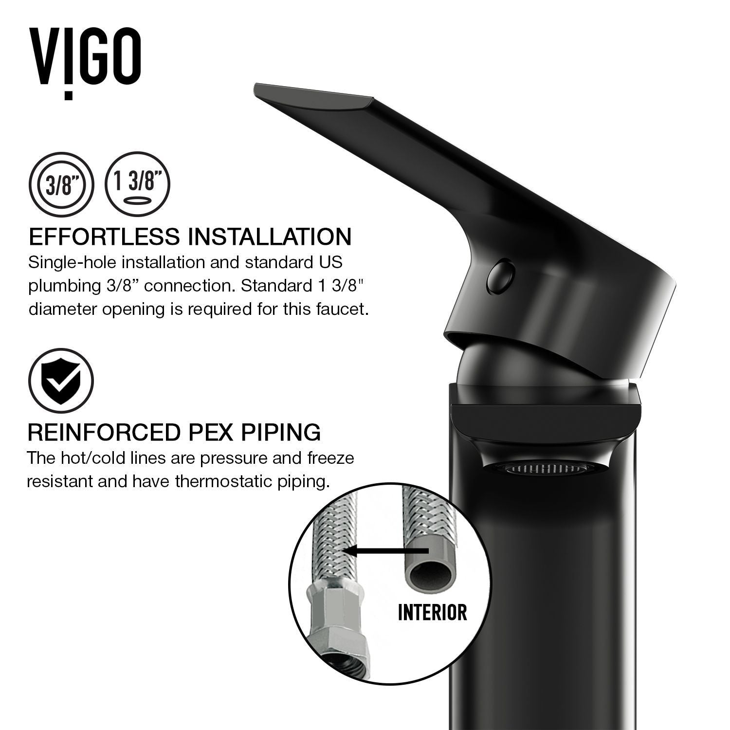 Norfolk Single Handle Vessel Bathroom Sink Faucet, WaterSense Certified, Matte Black C4O3 - product image 5