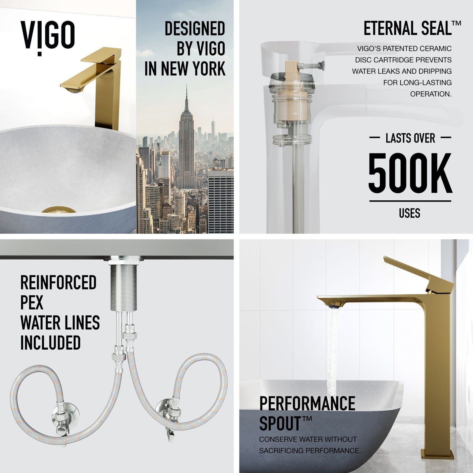 Ravenna Gothic ConcretoStone Grey Bathroom Sink/Basin Set with Dunn Faucet and Round Vessel W5P7 - product image 4