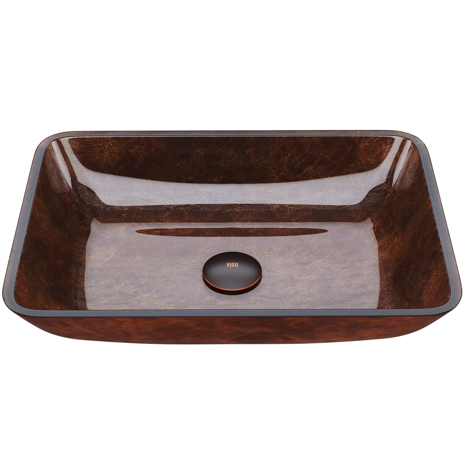 Rectangular Glass Vessel Bathroom Sink/Basin with Deep Bowl, Russet A2W8 - product image 1