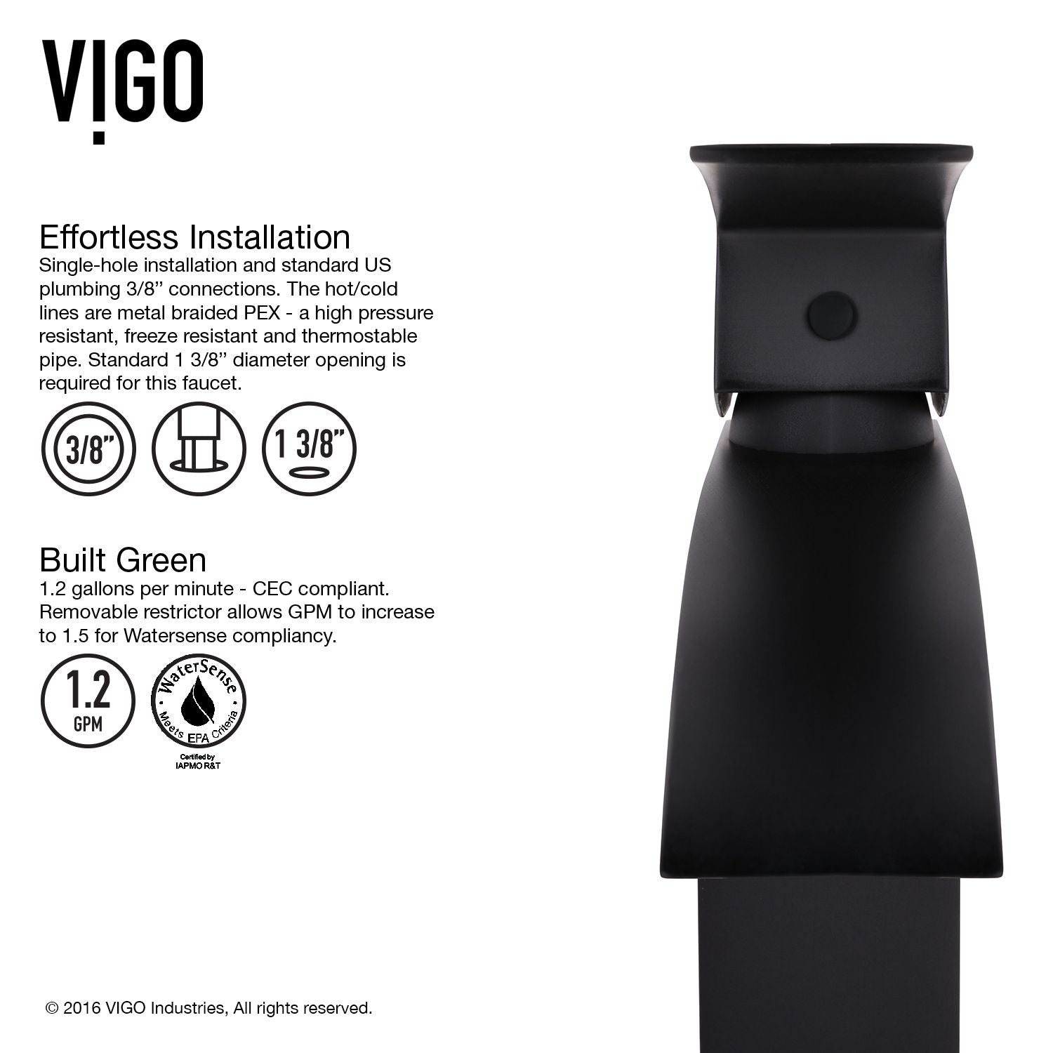 Satro Single Handle Single Hole Bathroom Sink Faucet, WaterSense Certified, Matte Black Y1Q9 - product image 6
