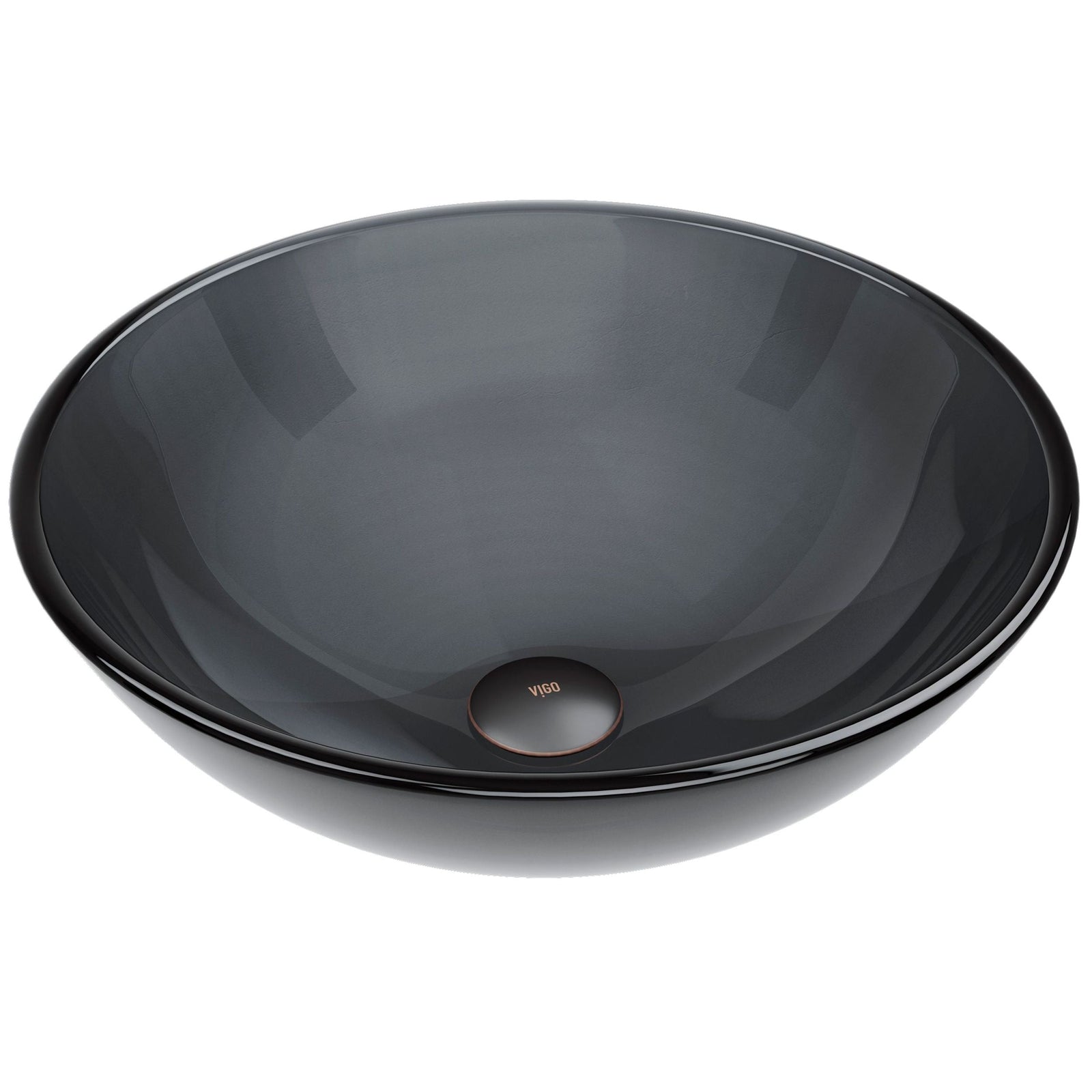 Sheer Glass Round Vessel Bathroom Sink/Basin with Deep Bowl, Black X5U6 - product image 1