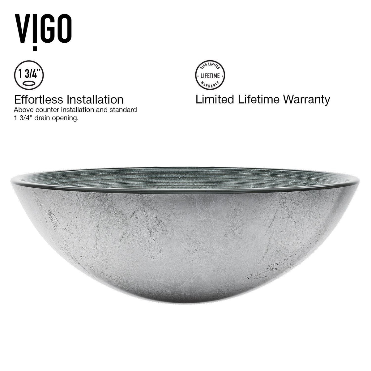 Simply Glass Round Vessel Bathroom Sink/Basin with Deep Bowl, Gray M4I3 - product image 3