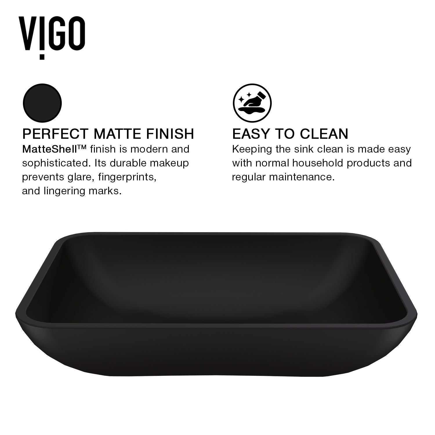 Sottile MatteShell Matte Black Bathroom Sink/Basin Set with Cass Wall Mount Faucet and Glass Rectangular Vessel O3U5 - product image 6
