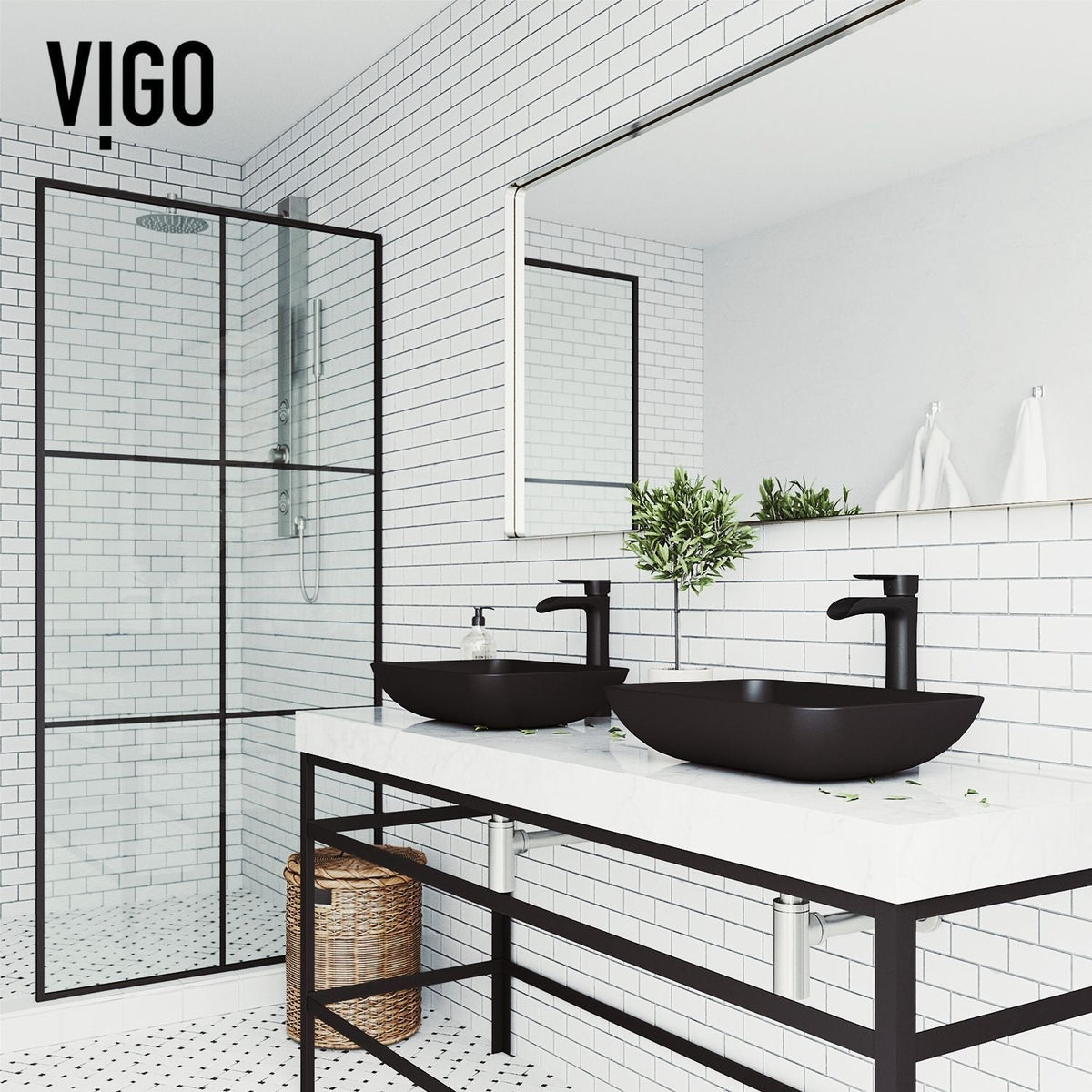 Sottile MatteShell Matte Black Bathroom Sink/Basin Set with Niko Faucet and Glass Rectangular Vessel E2C6 - product image 4