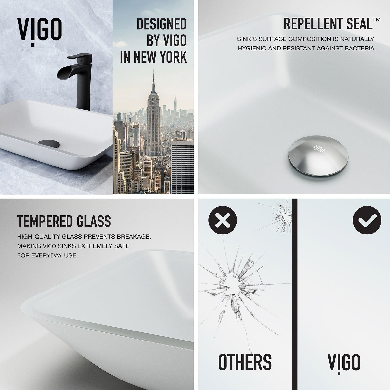 Sottile MatteShell White Bathroom Sink/Basin Set with Niko Faucet and Glass Rectangular Vessel G9U4 - product image 3