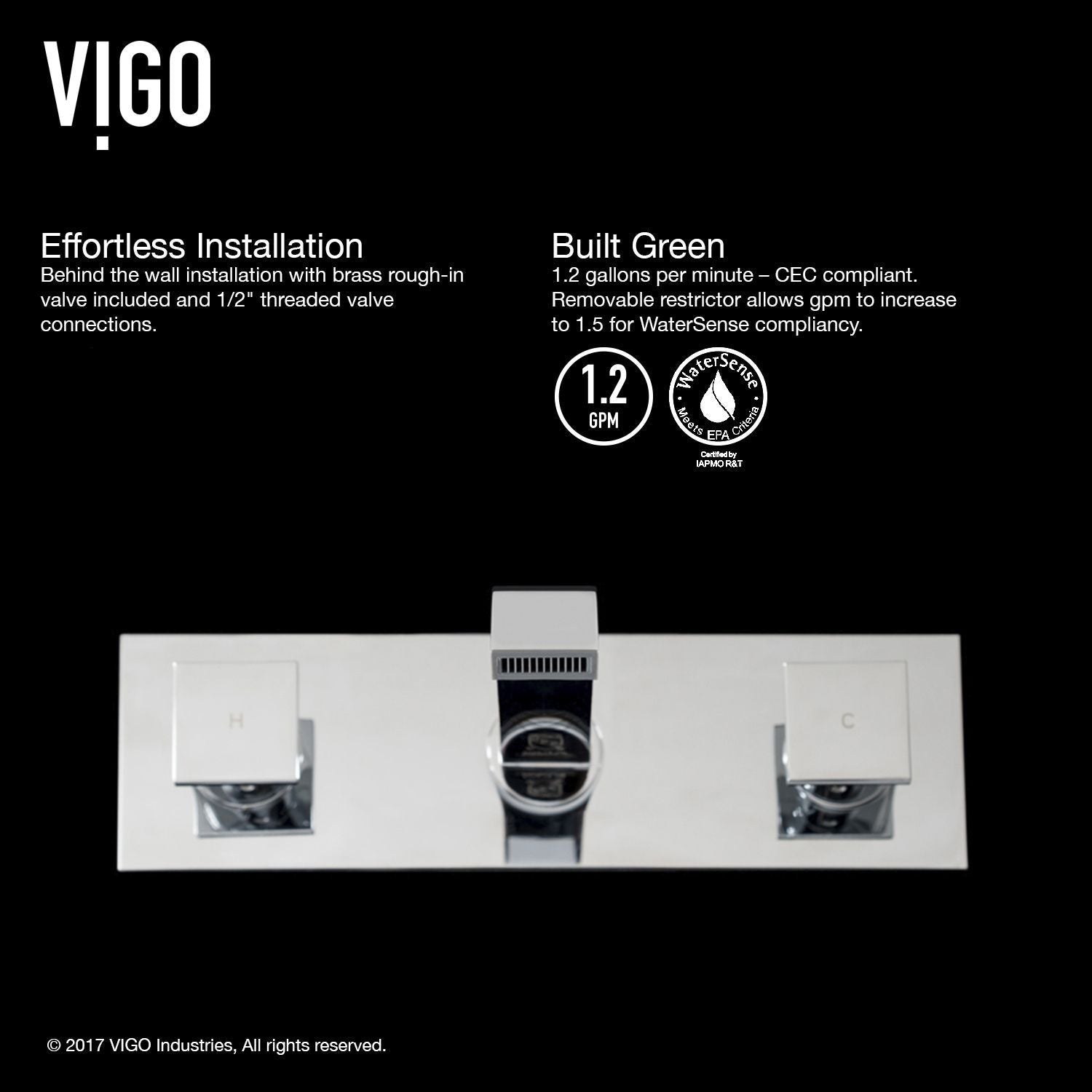 Titus Wall Mount Dual Handle Bathroom Sink Faucet, Eco-Friendly 1.2 GPM Flow Rate, Chrome L1F2 - product image 2