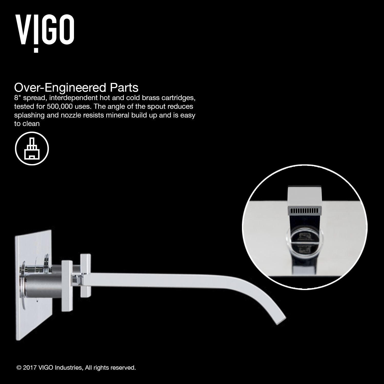 Titus Wall Mount Dual Handle Bathroom Sink Faucet, Eco-Friendly 1.2 GPM Flow Rate, Chrome L1F2 - product image 5