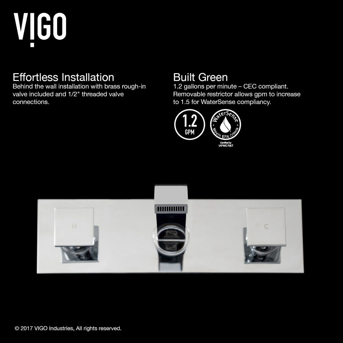 Titus Wall Mount Dual Handle Bathroom Sink Faucet, Eco-Friendly 1.2 GPM Flow Rate, Chrome L1F2 - product image 7