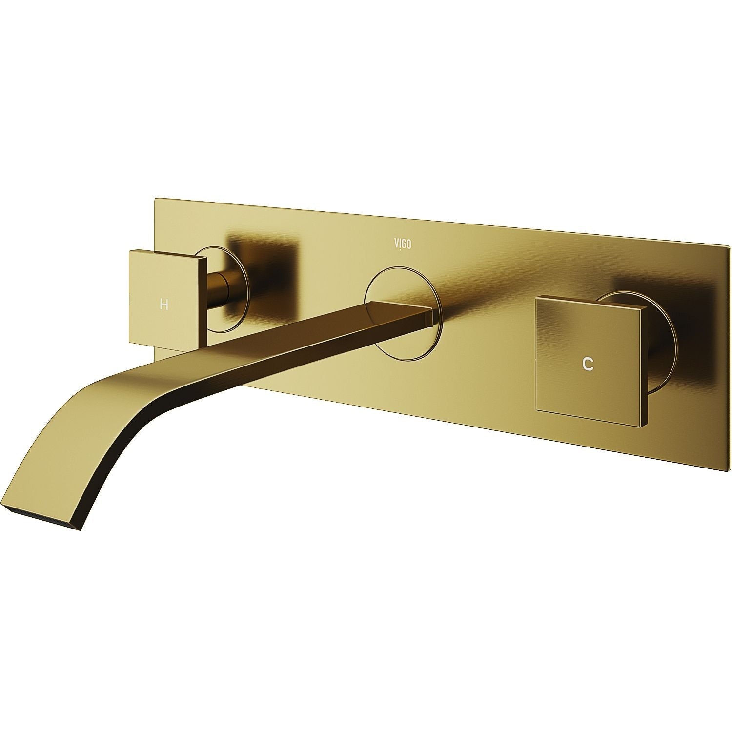 Titus Wall Mount Dual Handle Bathroom Sink Faucet, Eco-Friendly 1.2 GPM Flow Rate, Matte Brushed Gold R7C1 - product image 2